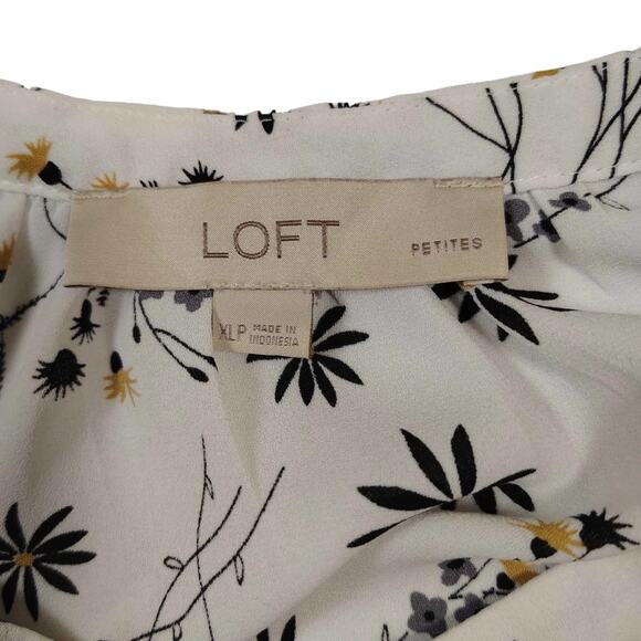LOFT Women's White Floral Pearl Button Chiffon Sleeveless Blouse Size XL Petite - Picture 3 of 8
